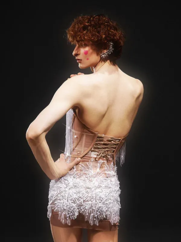 Embellishment|Dresses*Embellishment O/S Gadiel Strapless Sequin Corset Mesh Dress
