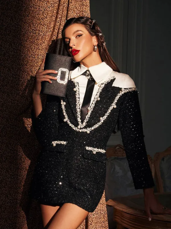 Dresses|Mini Dresses*Mew Mews Fashion Galilea Embellished Sequin Collar Dress