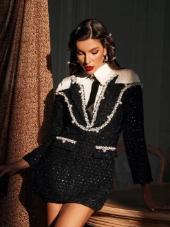 Dresses|Mini Dresses*Mew Mews Fashion Galilea Embellished Sequin Collar Dress