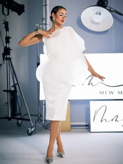 Dresses|Midi Dresses*Mew Mews Fashion Gannon One Shoulder Flower Satin Midi Dress