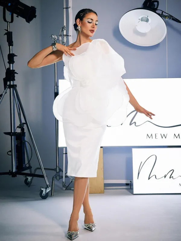 Dresses|Midi Dresses*Mew Mews Fashion Gannon One Shoulder Flower Satin Midi Dress