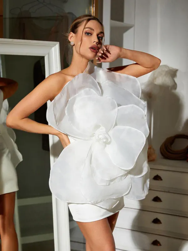 Dresses|Mini Dresses*Mew Mews Fashion Gannon One Shoulder Flower Mini Dress