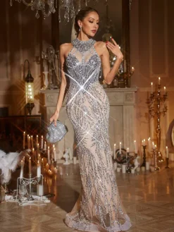 Embellishment|Dresses*Lu Yili Geffrey Sequin Maxi Dress