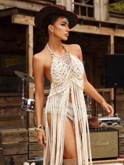 Tops*Mew Mews Fashion O/S Gerald Pearl Beaded Bralette