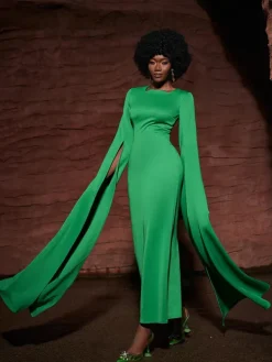 Dresses|Maxi Dresses*Mew Mews Fashion Gertie Long Sleeve Cutout Maxi Dress In Green