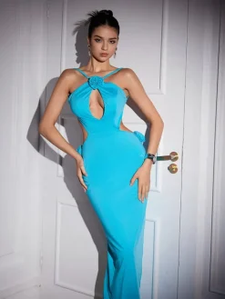 Dresses|Maxi Dresses*Mew Mews Fashion Gidget Halterneck Flower Cutout Maxi Dress