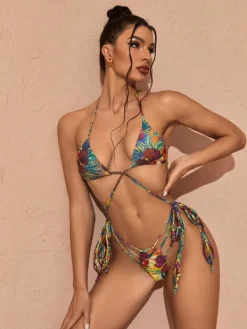 Bikini Sets|Swimwear*Mew Mews Fashion Goldie Cross Straps Printed Bikini Two Piece Set