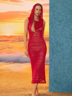Midi Dresses|Dresses*Mew Mews Fashion Guillem Hollow Knitted Hooded Dress