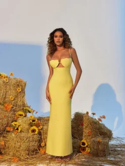Dresses*Bandage Gwyn Shell Cutout Maxi Dress In Yellow