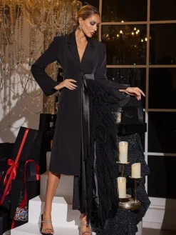Coats & Jackets*Mew Mews Fashion Haban Tulle Trimmed Lapel Coat