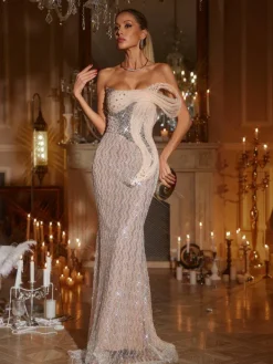 Embellishment|Dresses*Lu Yili Hannalea Strapless Sequin Maxi Dress