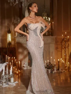 Embellishment|Dresses*Lu Yili Hannalea Strapless Sequin Maxi Dress
