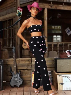 Sets & Co-ords*Mew Mews Fashion Harini Chain Heart Pants Set