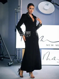 Dresses|Maxi Dresses*Mew Mews Fashion Hassan Rhinestone Blazer Dress In Black
