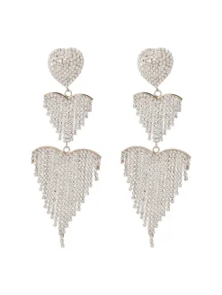 Earrings*Mew Mews Fashion Hazel Heart Tassel Drop Earrings