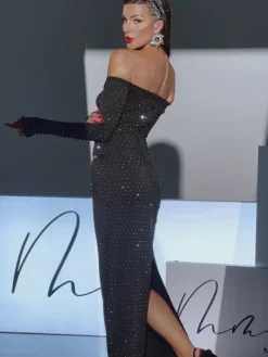 Dresses|Maxi Dresses*Mew Mews Fashion Hedwig Off Shoulder Rhinestone Cutout Maxi Dress