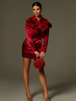 Dresses|Mini Dresses*Mew Mews Fashion Henry Long Sleeve Button Up Mini Dress