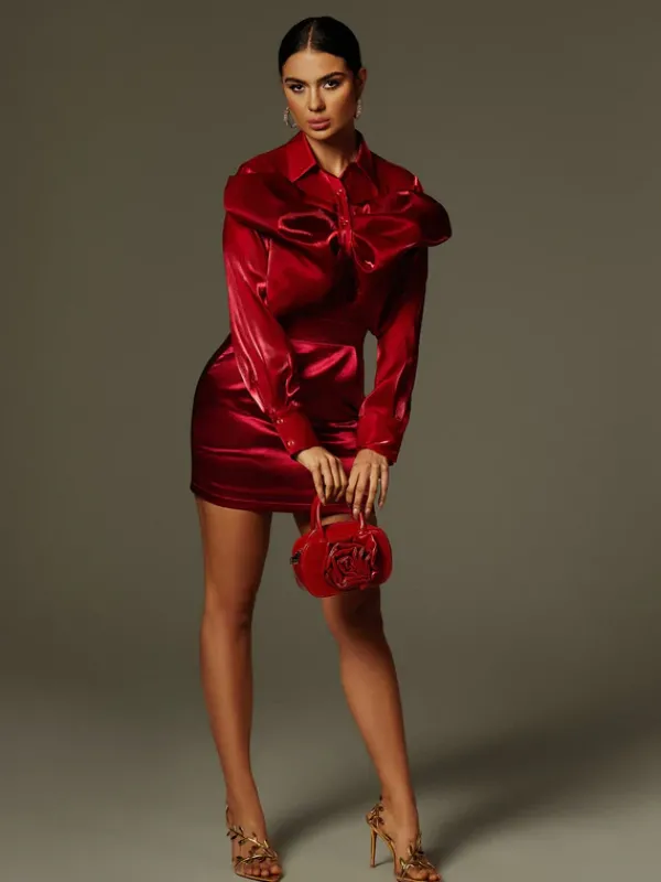 Dresses|Mini Dresses*Mew Mews Fashion Henry Long Sleeve Button Up Mini Dress