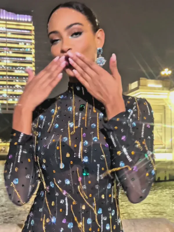 Embellishment|Dresses*Embellishment Hills Long Sleeve Fringe Rhinestone Mini Dress