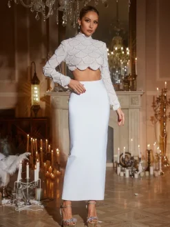 Sets & Co-ords*Bandage Iekika Pearl Sequin Skirt Set