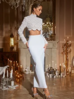 Sets & Co-ords*Bandage Iekika Pearl Sequin Skirt Set