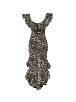 Dresses|Midi Dresses*Mew Mews Fashion Ike Off Shoulder Leopard Print Dress