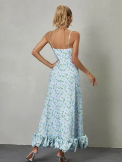 Dresses*Mew Mews Fashion Ilsa Spaghetti Floral Maxi Dress In Blue