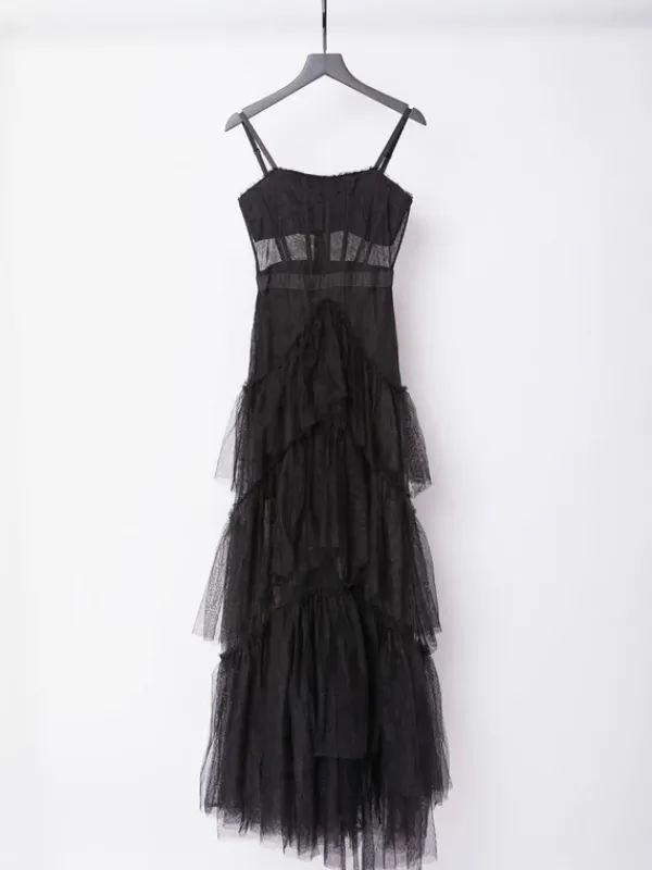 Dresses|Maxi Dresses*Mew Mews Fashion Inaya Mesh Maxi Dress In Black