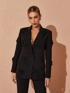 Blazers|Sets & Co-ords*Mew Mews Fashion Indiana Floral Embellished Blazer Set In Black