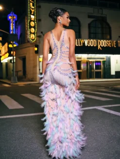 Embellishment|Dresses*Embellishment O/S Inina Pearl Feather Asymmetric Dress