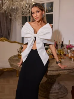 Dresses|Maxi Dresses*Mew Mews Fashion Iranet Off Shoulder Bow Maxi Dress