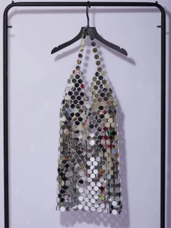 Swimwear|Dresses*Mew Mews Fashion O/S Irene Chainmail Mini Dress in Silver