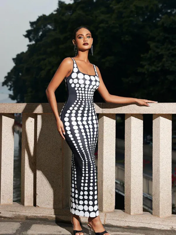 Dresses|Maxi Dresses*Mew Mews Fashion Ishi Dot Printed Maxi Dress In White