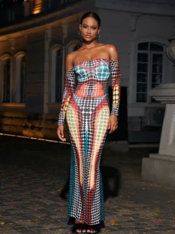Dresses|Maxi Dresses*Mew Mews Fashion Ishi Off Shoulder Maxi Dress In Multi