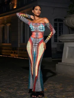 Dresses|Maxi Dresses*Mew Mews Fashion Ishi Off Shoulder Maxi Dress In Multi