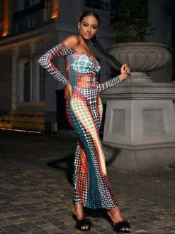 Dresses|Maxi Dresses*Mew Mews Fashion Ishi Off Shoulder Maxi Dress In Multi
