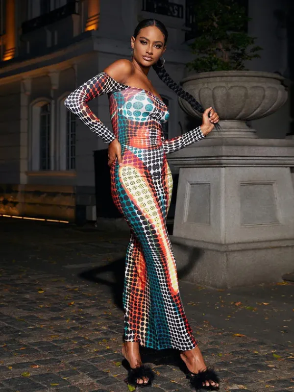 Dresses|Maxi Dresses*Mew Mews Fashion Ishi Off Shoulder Maxi Dress In Multi