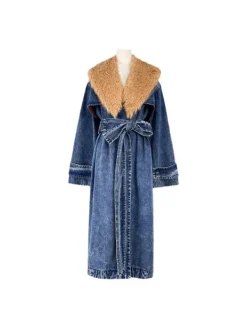Coats & Jackets*Mew Mews Fashion Ishtar Faux Fur Collar Denim Coat