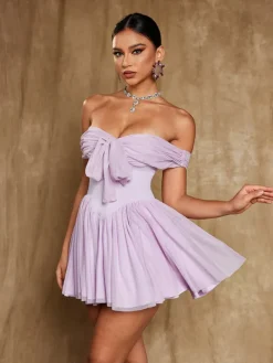 Dresses*Mew Mews Fashion Isidore Off Shoulder Mesh Mini Dress