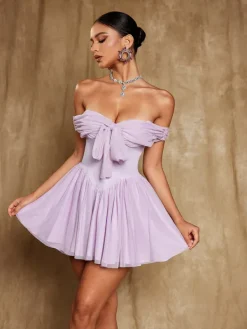 Dresses*Mew Mews Fashion Isidore Off Shoulder Mesh Mini Dress