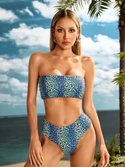 Bikini Sets|Swimwear*Mew Mews Fashion Ivoryx Leopard Bikini Two Piece Set
