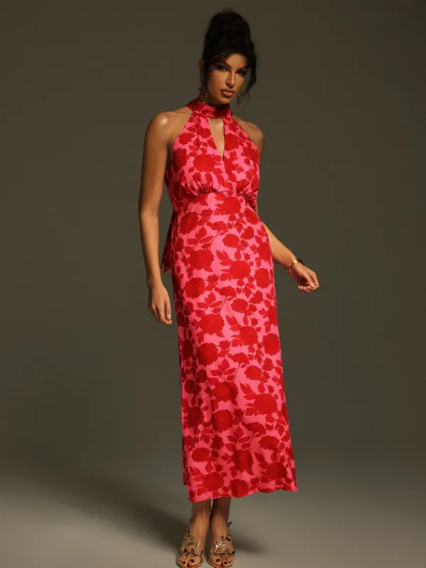 Dresses|Midi Dresses*Mew Mews Fashion Jacki Halterneck Floral Cutout Midi Dress