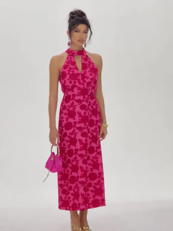 Dresses|Midi Dresses*Mew Mews Fashion Jacki Halterneck Floral Cutout Midi Dress