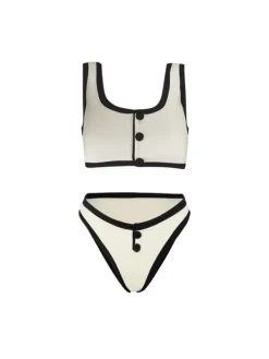 Bikini Sets|Swimwear*Mew Mews Fashion Jacoby Button Bikini Two Piece Set In White