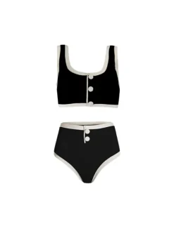 Bikini Sets|Swimwear*Mew Mews Fashion Jacoby Button Bikini Two Piece Set In Black