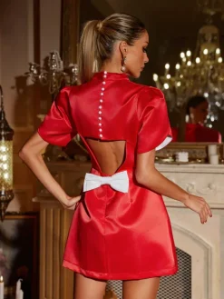 Dresses|Mini Dresses*Mew Mews Fashion Jaetyn Bow Cutout Satin Mini Dress