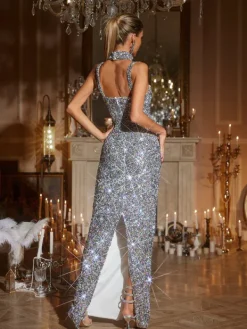 Dresses|Maxi Dresses*Mew Mews Fashion Jahmir Spaghetti Sequin Maxi Dress With Choker