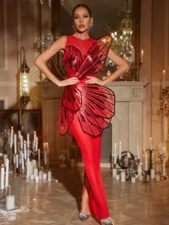 Embellishment|Dresses*Embellishment Jaidlynn Butterfly Embellished Maxi Dress In Red