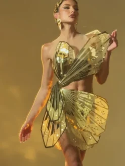 Embellishment|Dresses*Embellishment Jaidlynn Butterfly Embellished Cutout Mini Dress In Gold