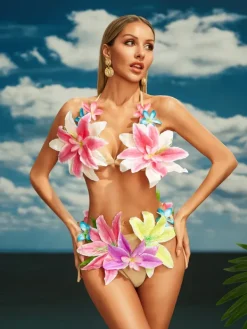 Bikini Sets|Swimwear*Mew Mews Fashion Jamshid Flower Bikini Two Piece Set